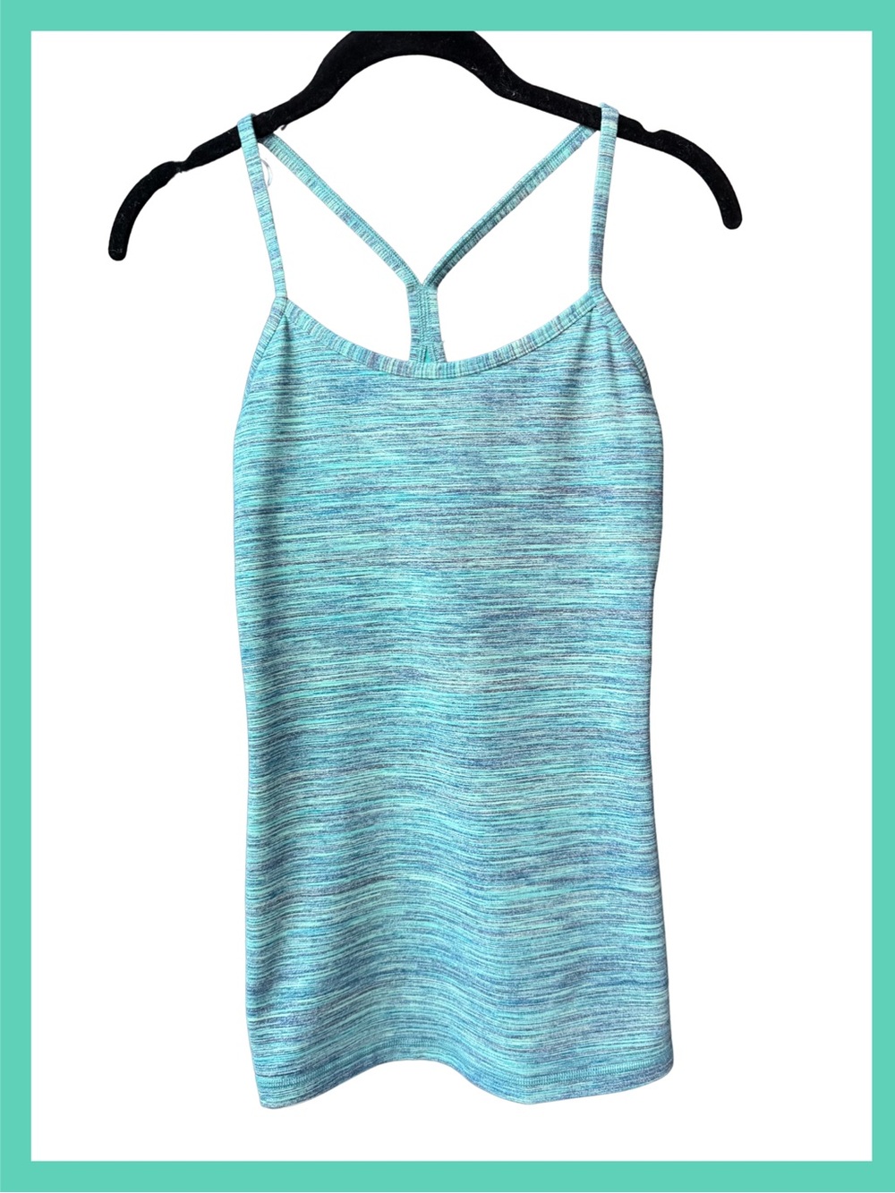 Sz 6 Lululemon Power Y Tank Top Space Dye Camo Alberta Lake Fresh Teal